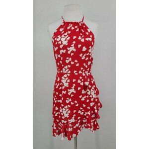 New Flynn Skye Monica Heart Print Dress Womens S Red White Rayon